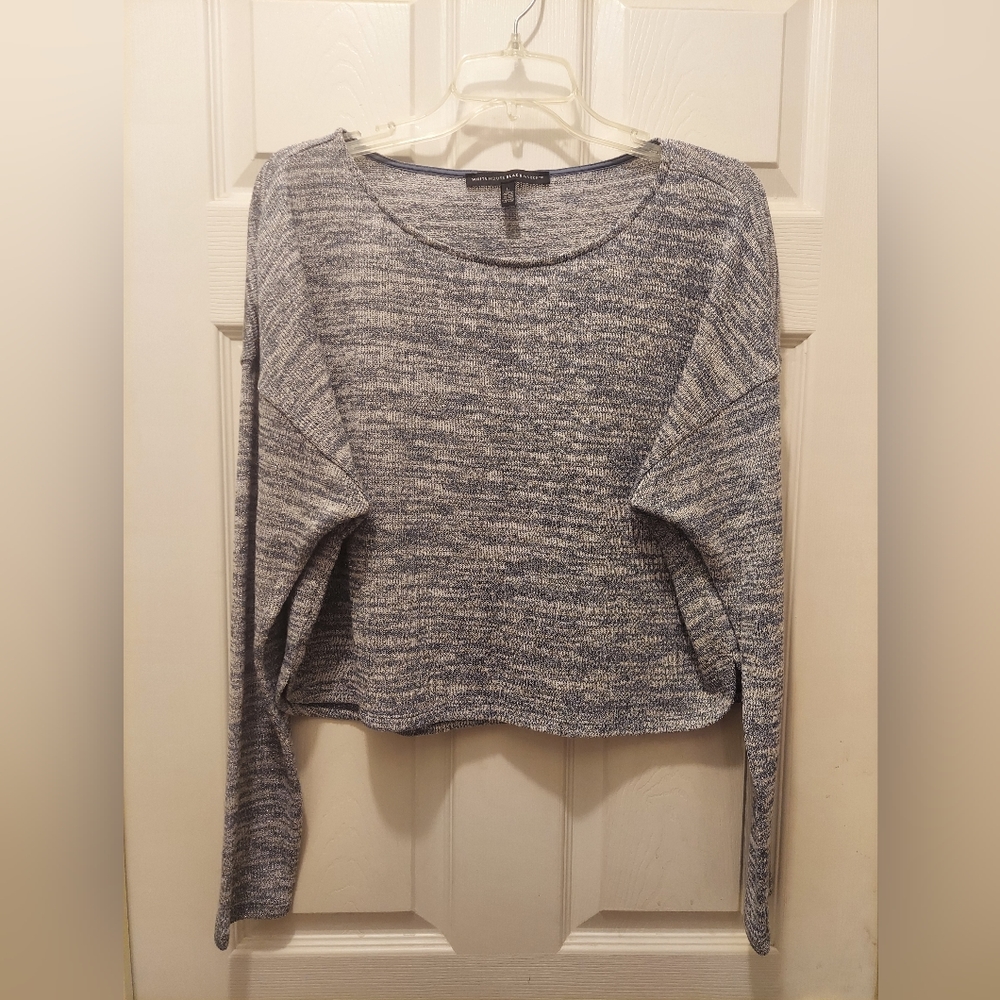 White house black market Silver Metalic Womans sweater size L nwot